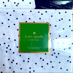 Kate Spade navy scatter dot queen sheet set